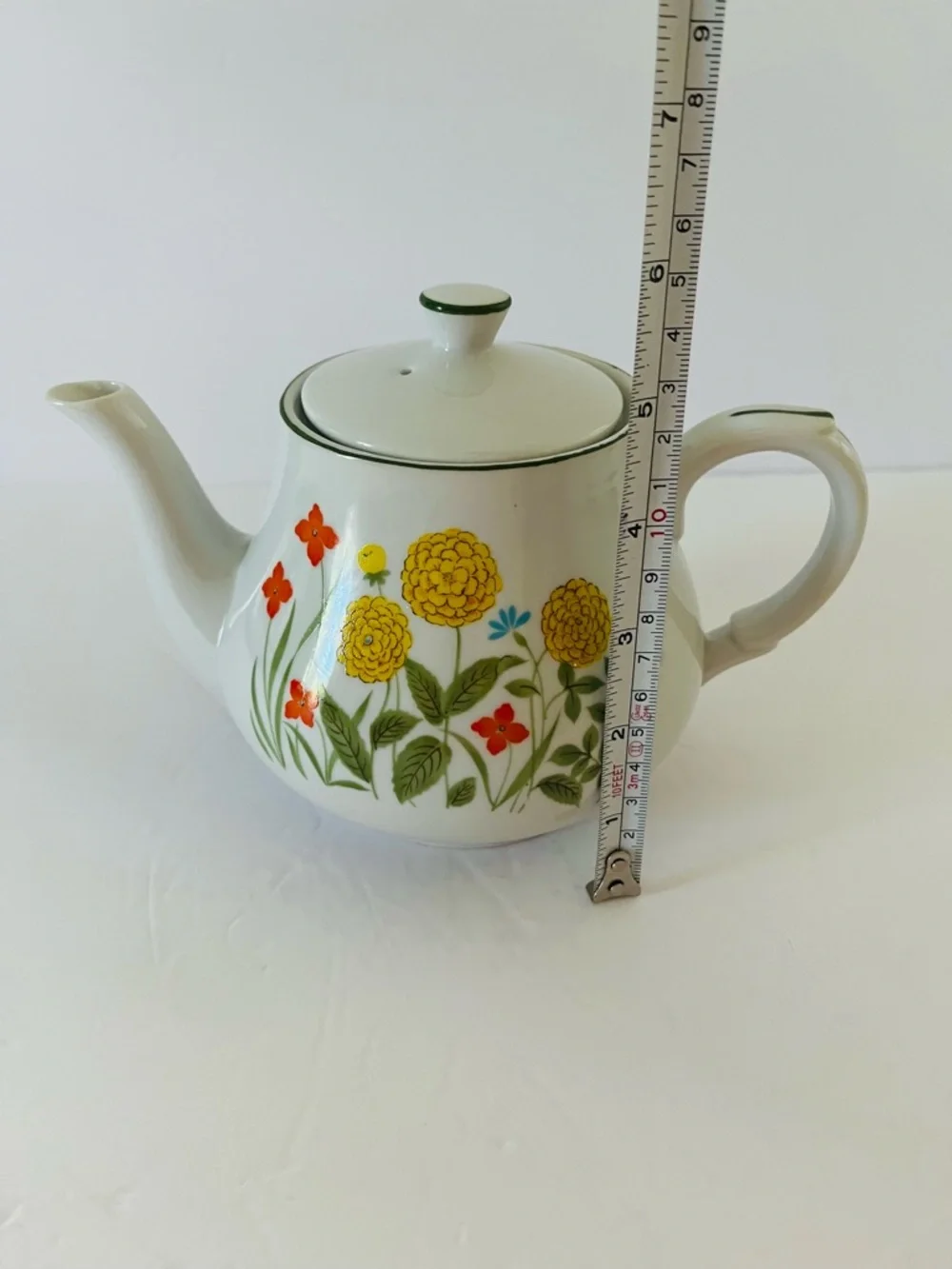 Vintage Nevco Japan Floral Teapot Mid-Century Wildflower Porcelain Retro 60s 70s